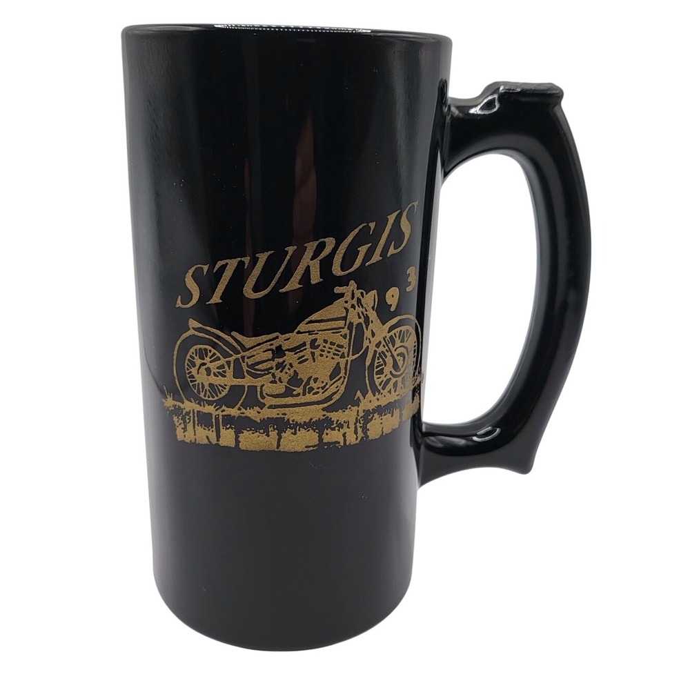 Vintage 1993 Sturgis Motorcycle Rally Coffee Mug‎ Black Gold 53rd Anniversary